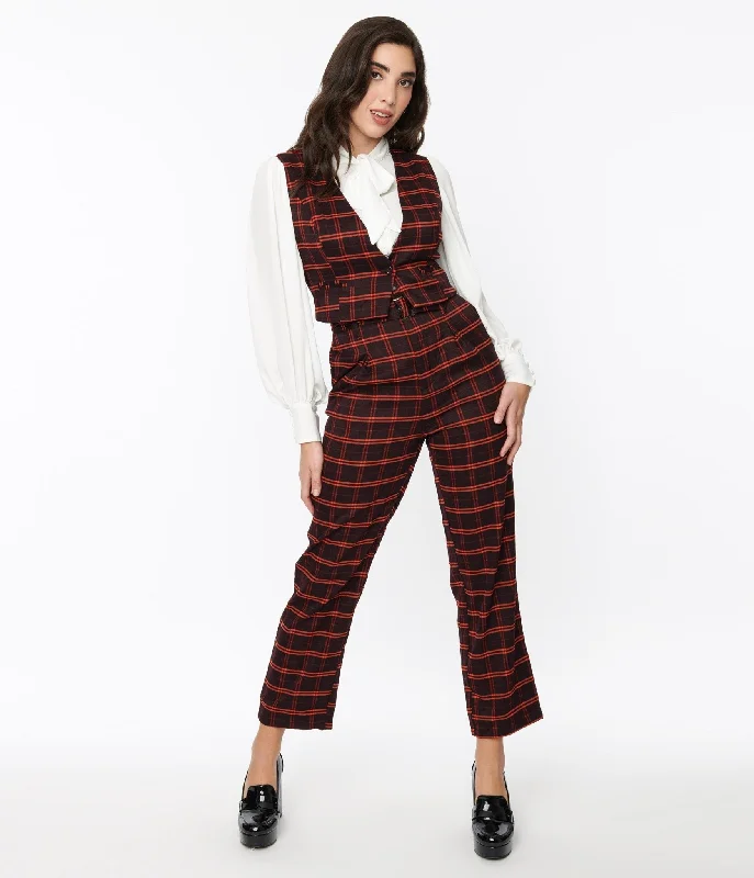 Shop Our Looks Black & Orange Windowpane Pants