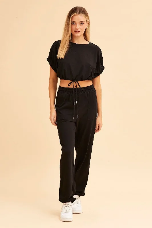 Trendy Aesthetics Black Jamie Cotton Jersey Lounge Pants