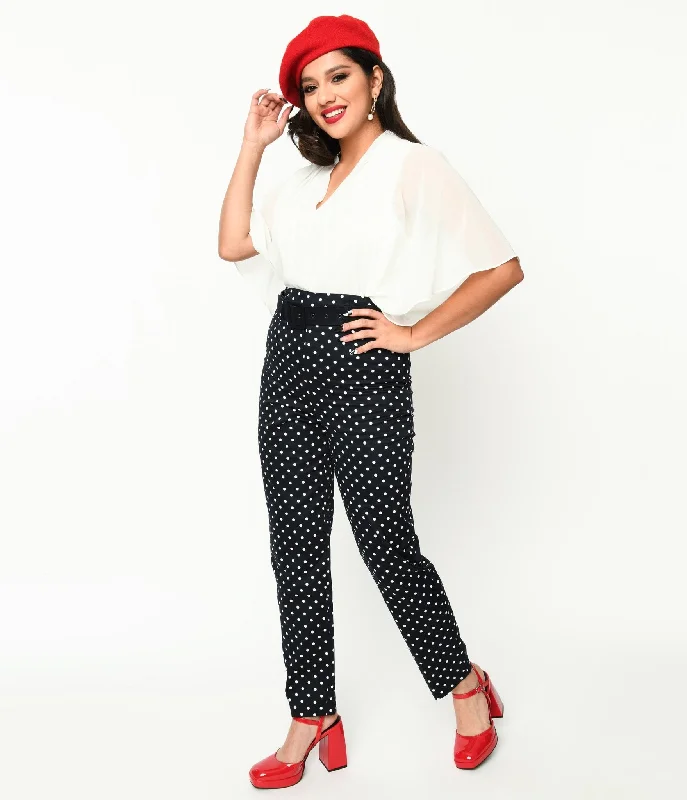 Travel Essentials Collectif Black & White Polka Dot Belted Thea Pants