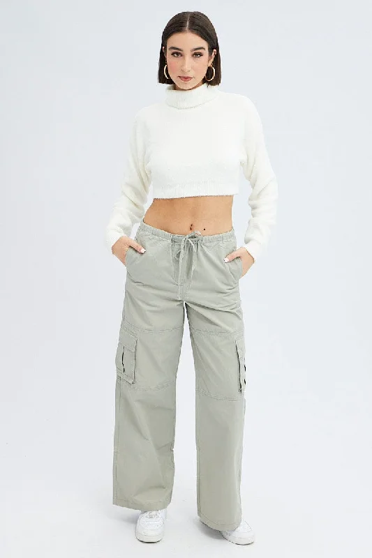 Comfortable Women's Outfits Grey Cargo Pants Wide Leg