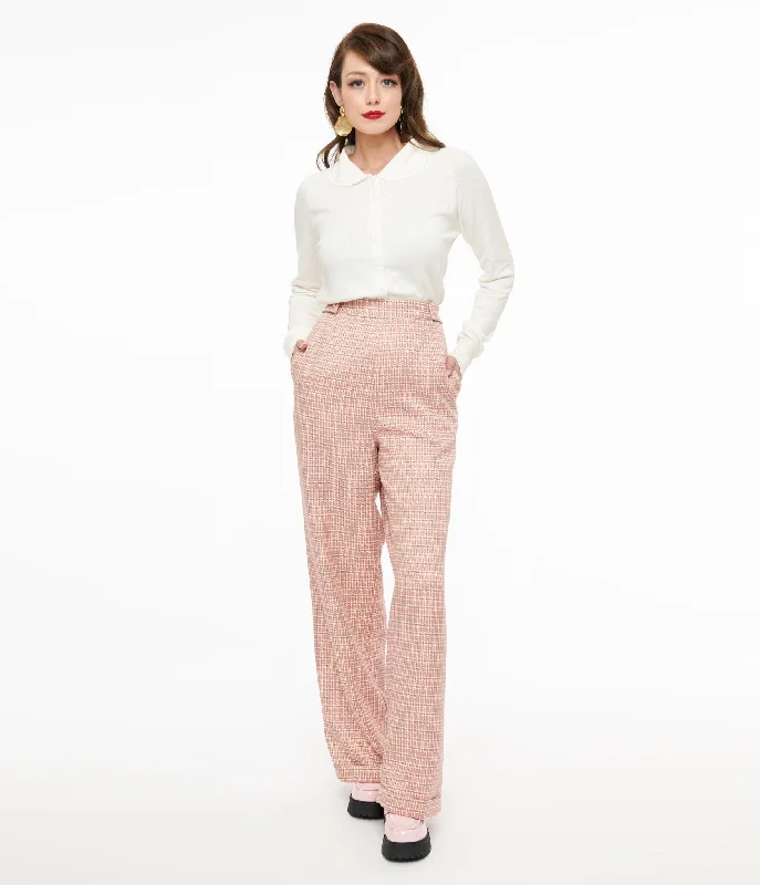 Workwear Fashion for Women 1940s Pink Check Ruby Trousers