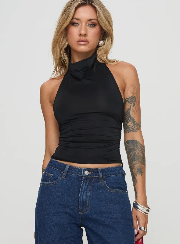 Trendy Street Style Clothing Giggle Top Black