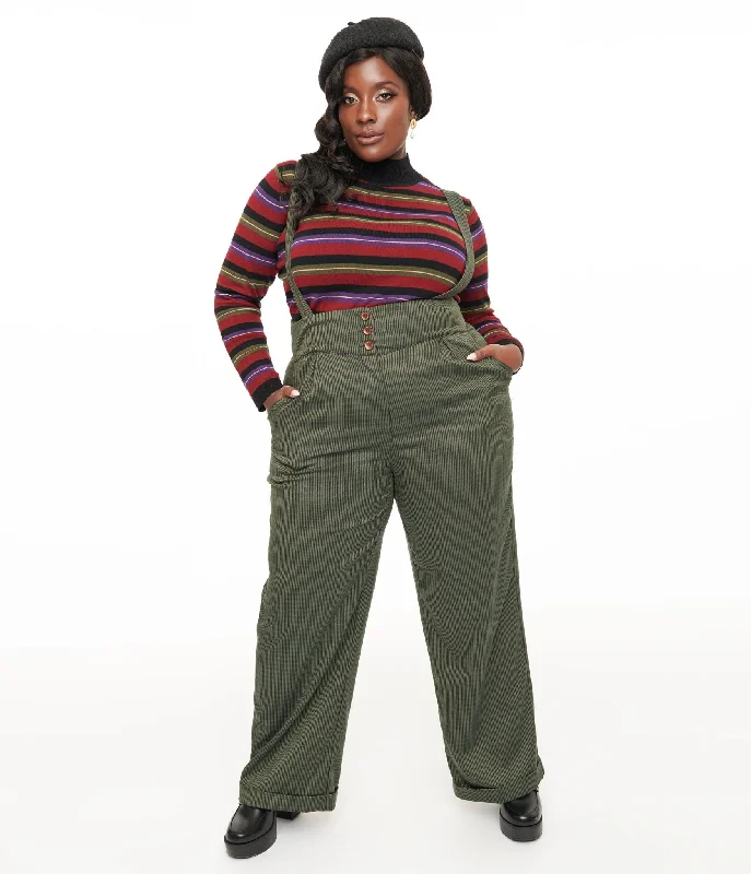 All Season Fashion Collection Royal Monk Plus Size 1940s Green Check Jenny Trousers