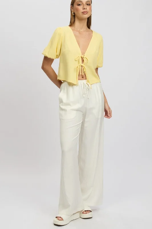 Trend Alert White Wide Leg Pants Elasticated Waist