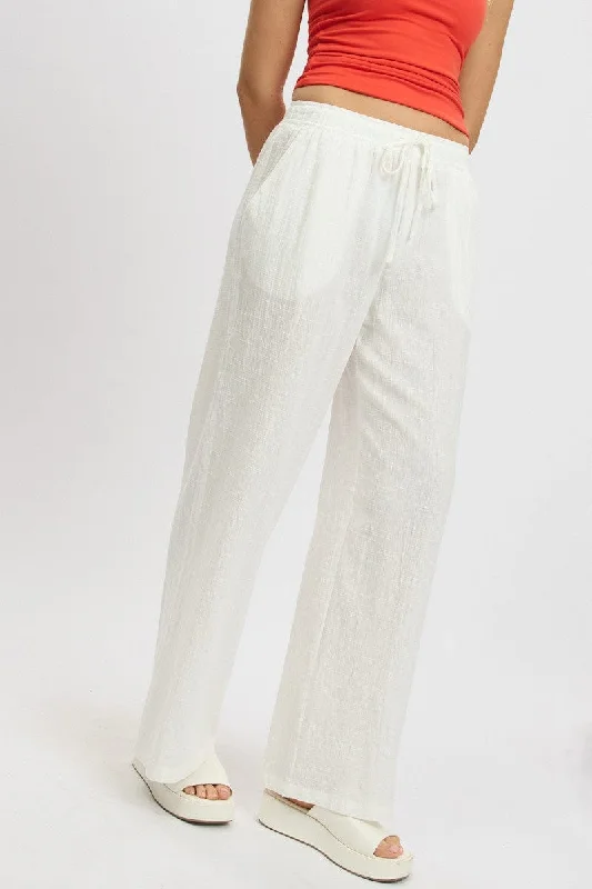 Unbeatable Prices White Wide Leg Pants High Rise