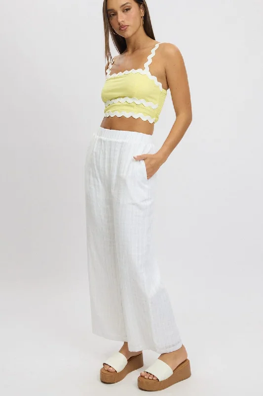 Elevate Your Wardrobe White Wide Leg Pants Elasticated Waist