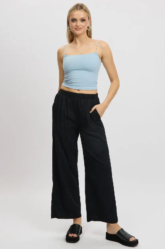 Cool Prices Black Wide Leg Pants Elasticated Waist