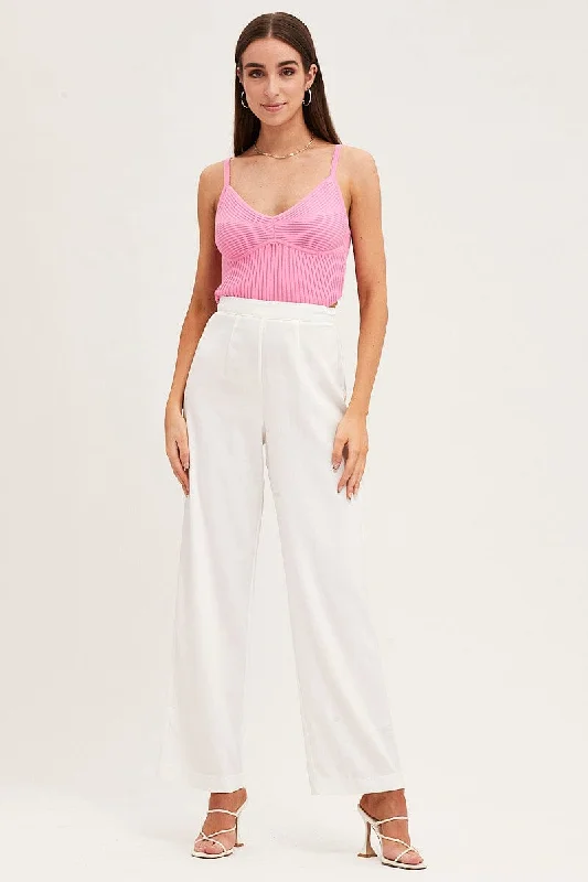 Women's Clothing Sale White Wide Leg Pant