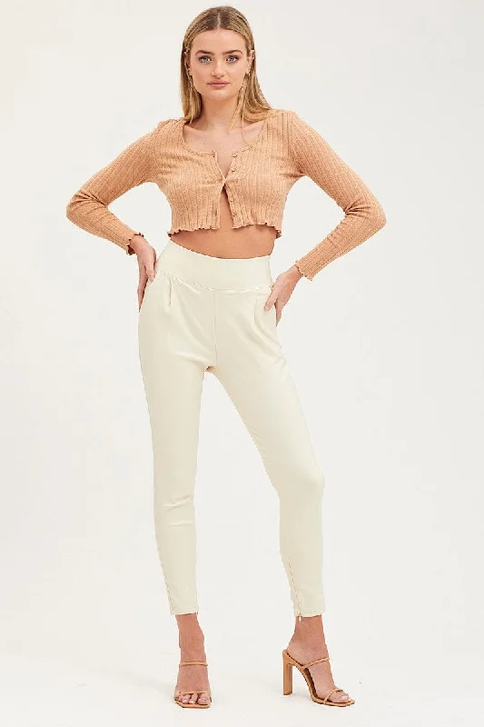 Redefining Women's Style White Slim Pants High Rise