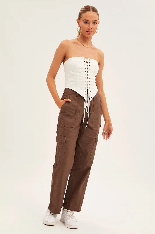 Sales Clothes Brown Cargo Pants Mid Rise