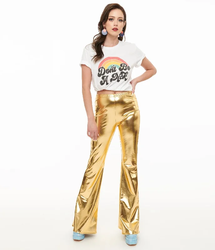 Trend Setting Wardrobe Pretty Attitude Clothing 1970s Gold Palazzo Flare Pants