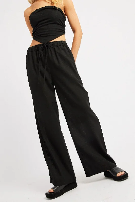 Style Revolution Black Wide Leg Pants Elasticated Waist