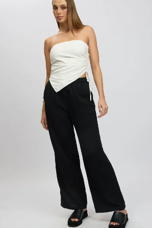 Evening Looks Black Wide Leg Pants Elasticated Waist