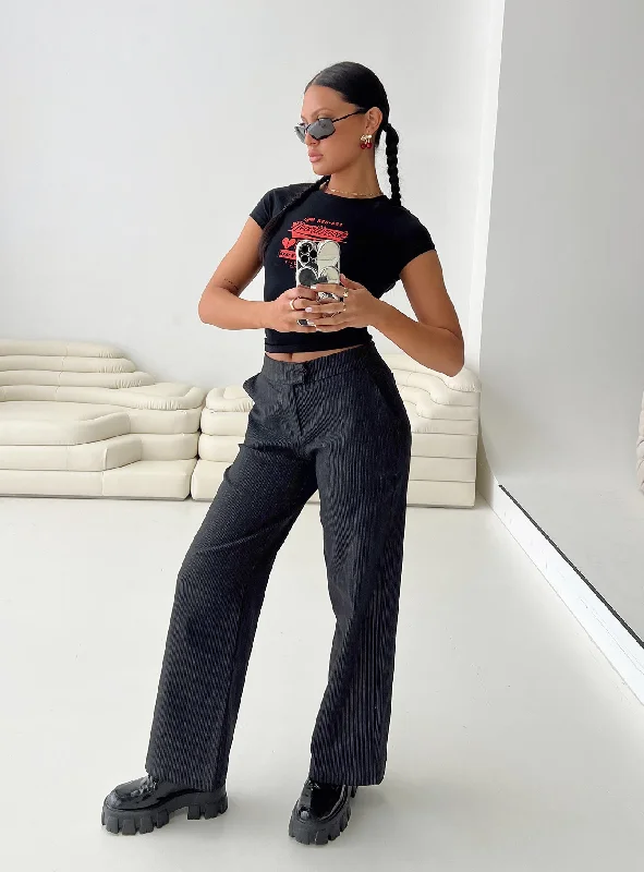 Unique Women's Fashion Pieces Jeller Pinstripe Pants Black