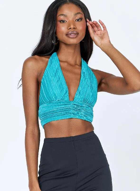 Elegant Simplicity Wardrobe Lacey Top Teal