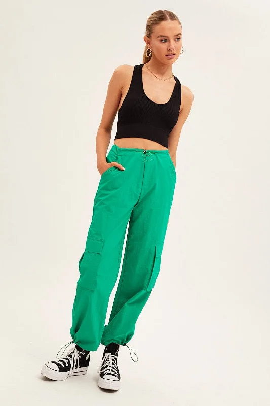 Early Bird Offer Green Cargo Parachute Pants