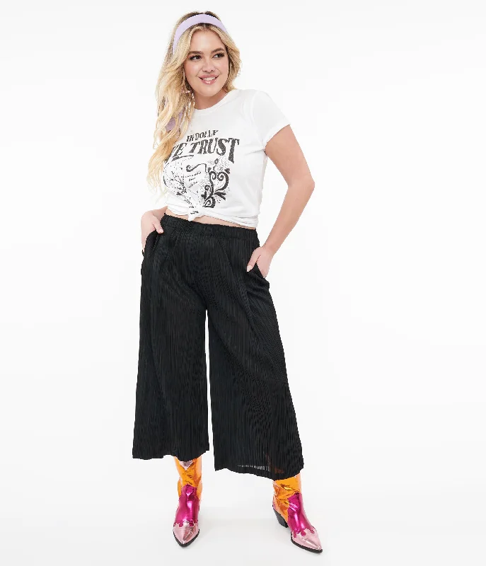 Explore What's New Black Pleated Cropped Pants