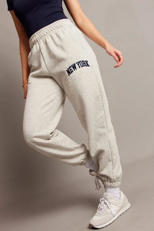 Quality Wear Grey Track Pants High Rise