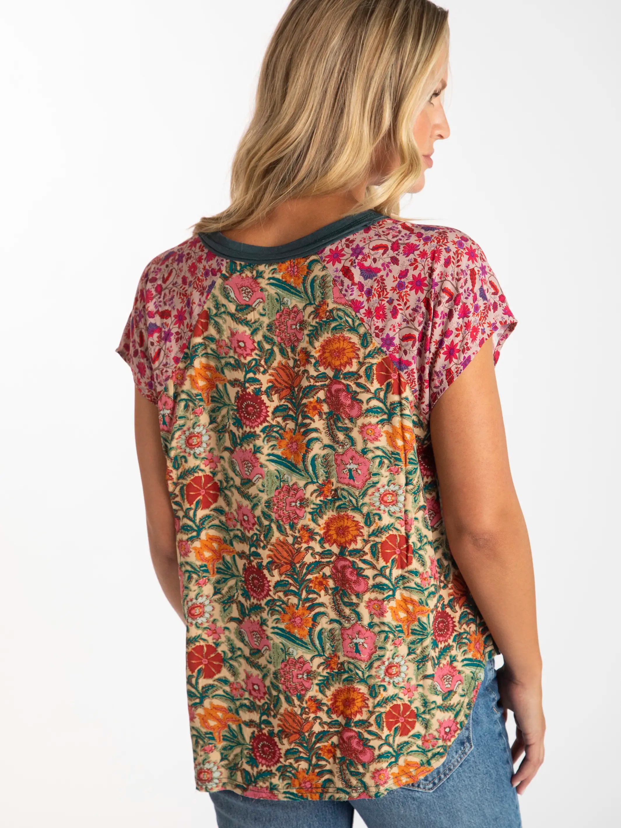 Unbeatable Prices Daphne Mixed Print Top - Tan Magenta Mixed Floral