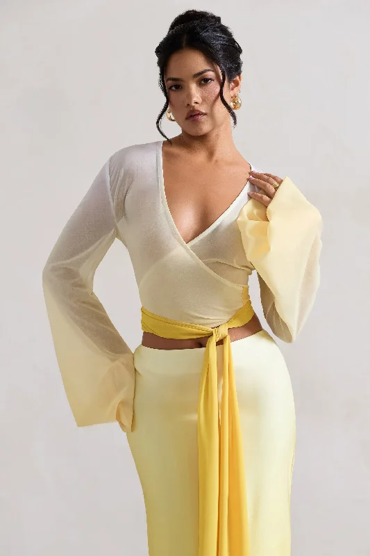 Clothes For Woman Sun Seeker | Yellow Ombre Flared-Sleeve Wrap Top