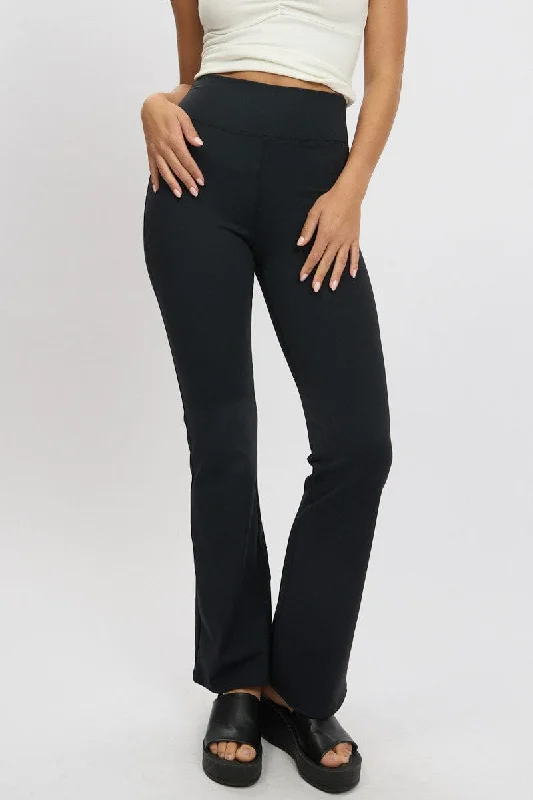 Versatile Outfits Black Flared Leggings High Rise Pants