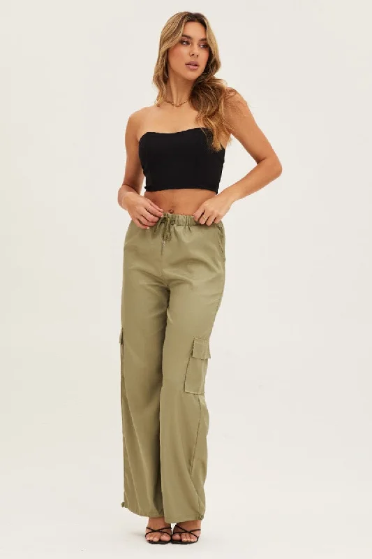 High-End Women's Apparel Green Boyfriend Cargo Pant