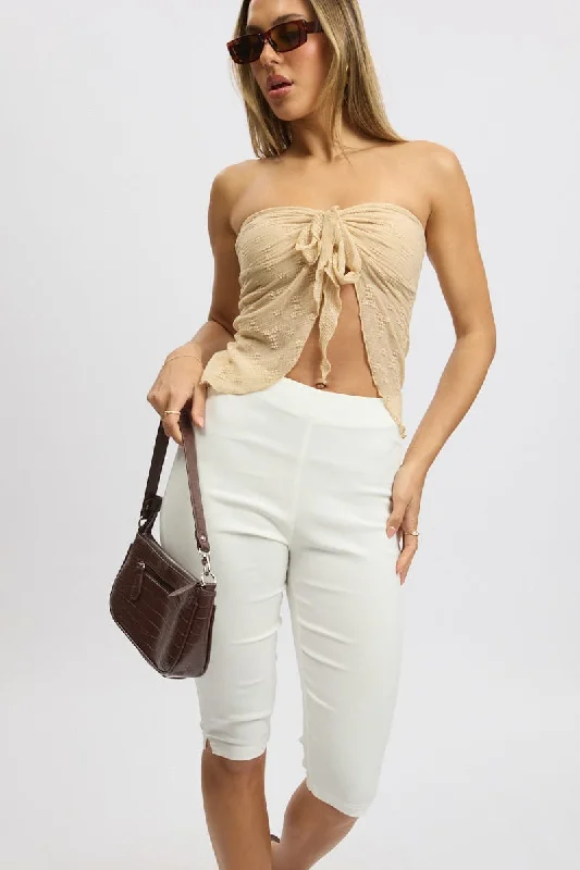 Casual Chic White Capri Pants High Rise