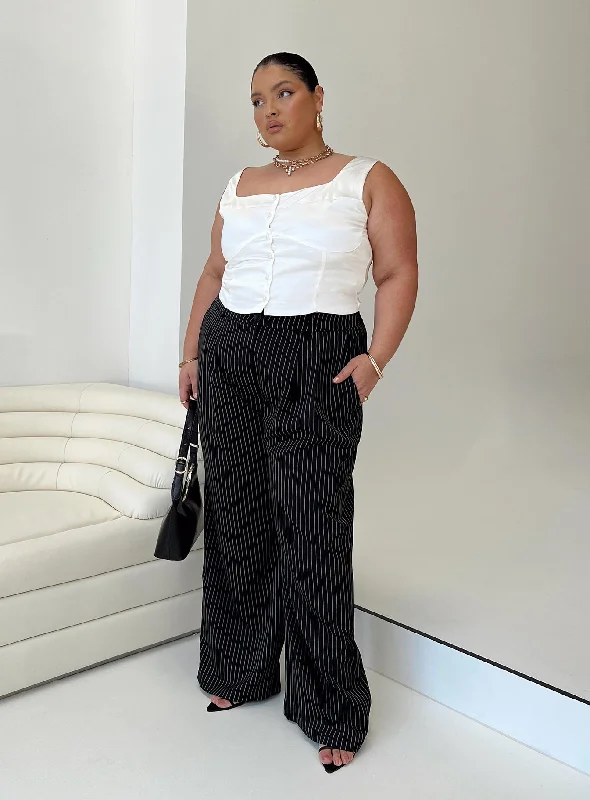 Discount Price Archer Pants Pinstripe Black Curve