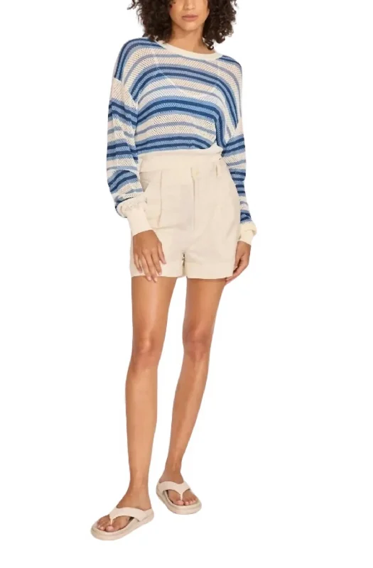 Bold Fashion Tobi Sweater In Marina Blue Stripe