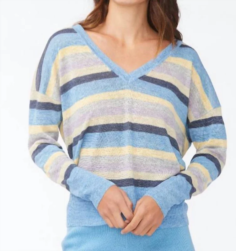 Trendy Boutiques Online Mae Sweater In Multi Stripe Sweater