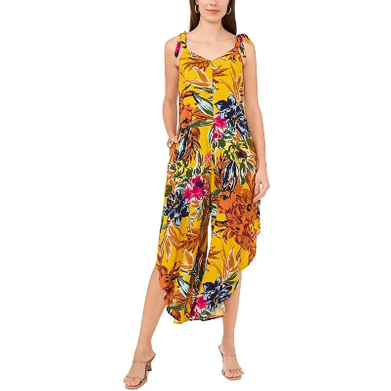 Women's Activewear for Exercise and Sports Vince Camuto Womens Floral Print Wide Leg Jumpsuit