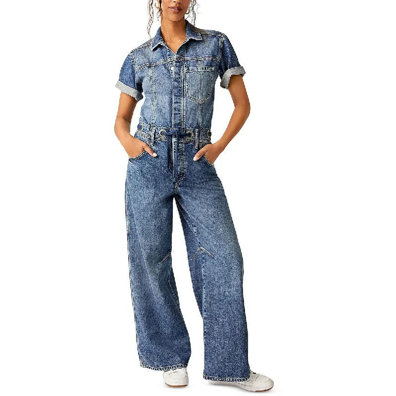 Holiday Special Offers We The Free Womens Edison Denim Wide Leg Jumpsuit