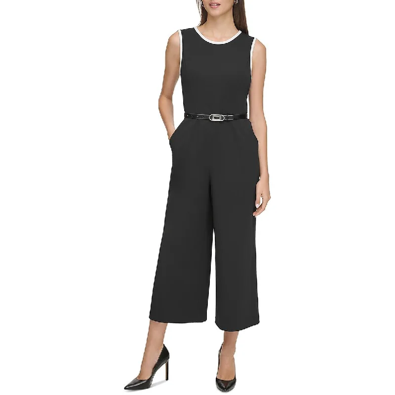 Casual Dresses for Women Karl Lagerfeld Paris Womens Textured Cropped Jumpsuit