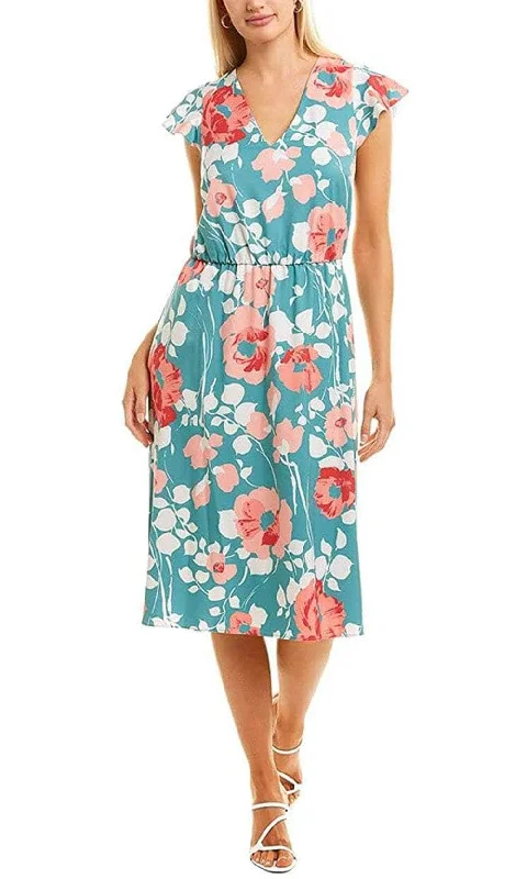 Huge Price Cut Adrianna Papell AP1D104148 - Floral Cap Sleeved Midi Dress