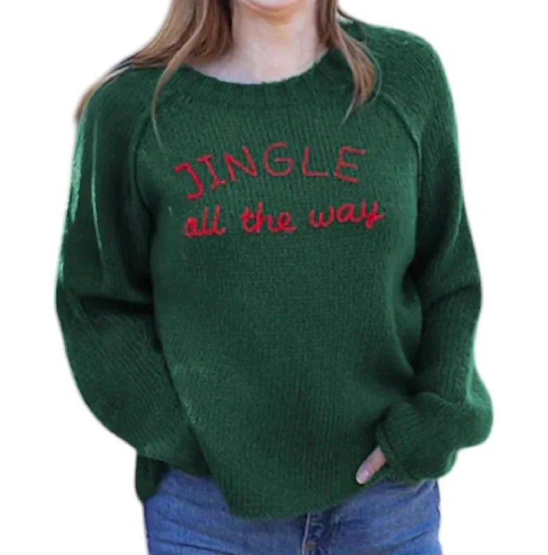 Luxury Women's Clothing Jingle Raglan Sweater In Kale Green