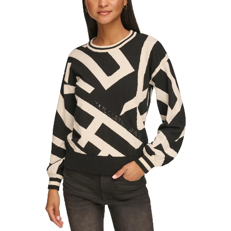 Trend Setting Threads Womens Printed Logo Crewneck Sweater