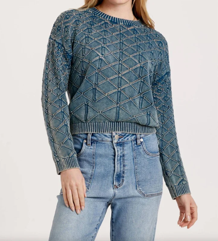 Fashion Forward Outfits Cosette Acid Wash Sweater In Teal