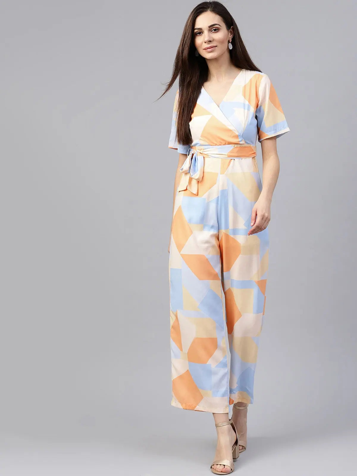 Clothing Sales Overlap Abstract Print Jumpsuit