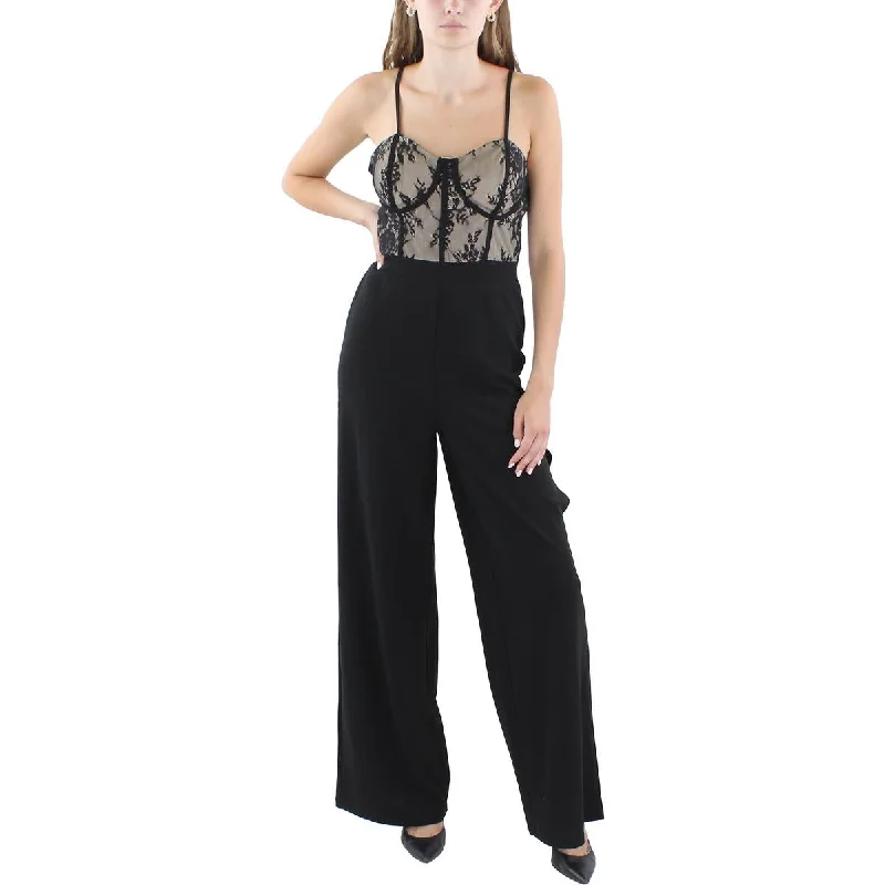 Boho Chic Fashion Almost Famous Womens Juniors Lace Corset Seamed Jumpsuit