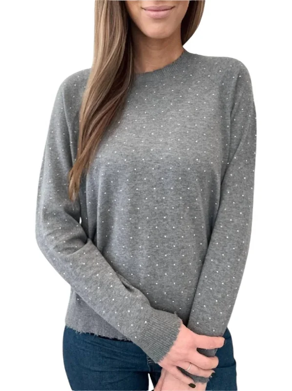 Flash Sale Clothing Frayed Edge Crew With Studs Sweater In Grey