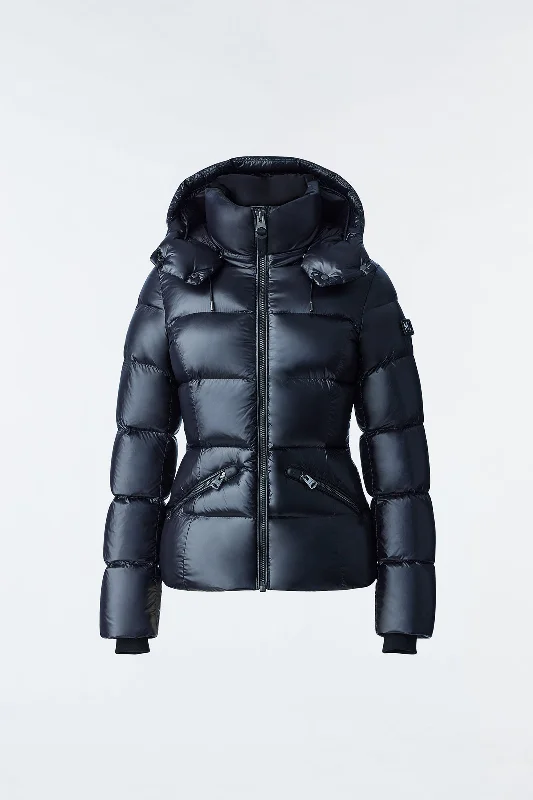 Relaxed Style MADALYN lustrous light down jacket with hood for ladies Black