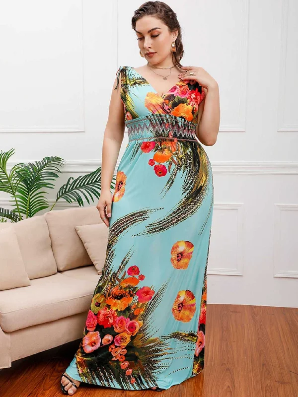 Shop Our Looks KittenAlarm - Plus Size Surplice Front Smocked Waist Maxi Dress