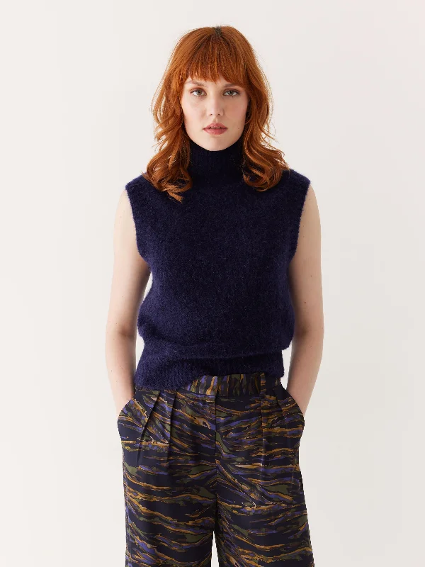 Limited Stock, Big Sale The Boucle Knit Sweater Vest in Night Sky