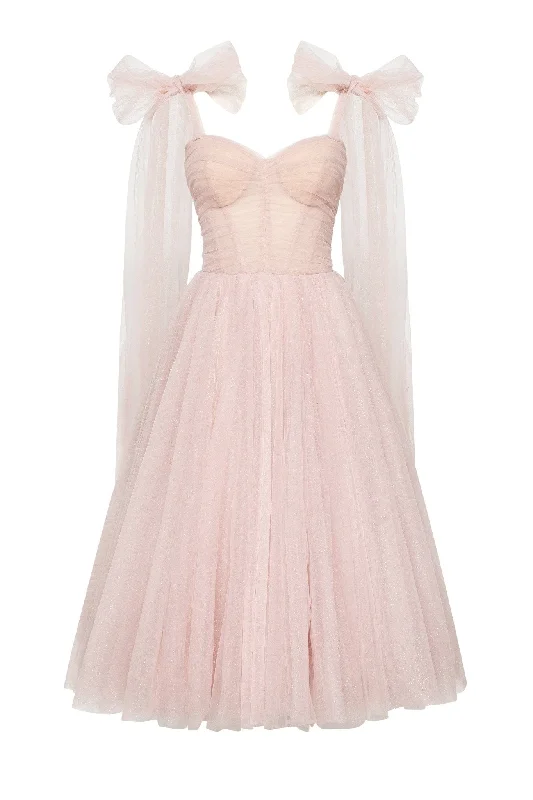 Flash Sales This Week Misty Rose Sparkly off-the-shoulder tulle dress