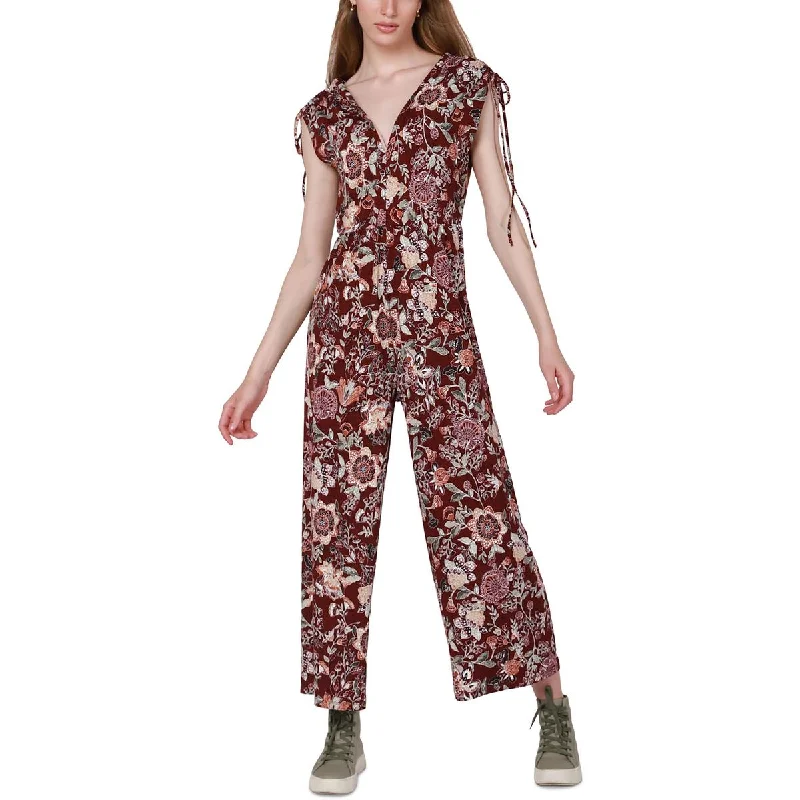 Discover Now Black Tape_ Womens Floral Wide Leg Jumpsuit