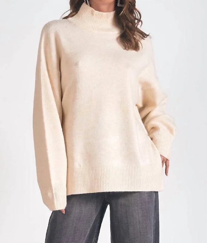 Timeless Classics Melanie Mock Turtleneck Sweater In Ivory