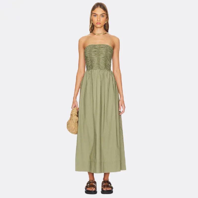 Affordable Women's Clothing Online Dominquez Midi Dress (Khaki)