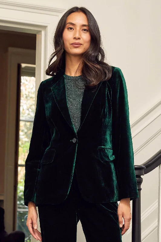 Catch Every Fashion Trend Asha Velvet Blazer | Emerald