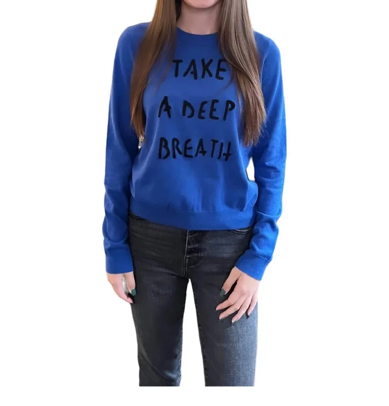 Save Big Take A Deep Breath Sweater In Blue