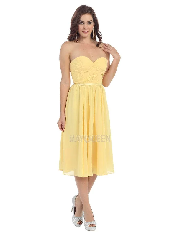 Sophisticated Style May Queen - MQ1161 Strapless Sweetheart A-Line Tea-Length Dress